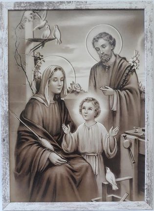 Święty Obraz W Ramie Świętej Rodziny Sepia 55X75