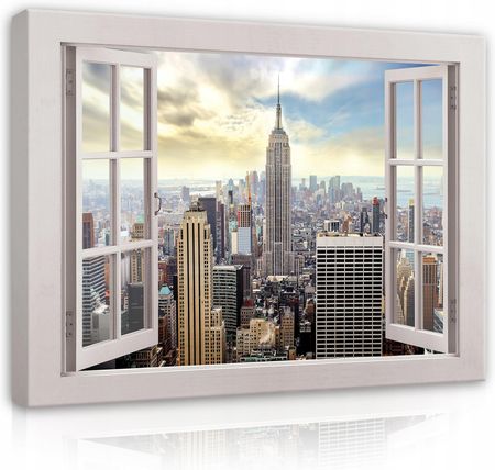 Obraz Okno 3D Na Płótnie Miasto New York 80x60