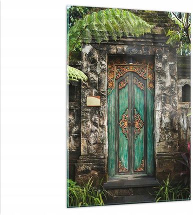 Obraz na szkle 80x120 brama drzwi zielone