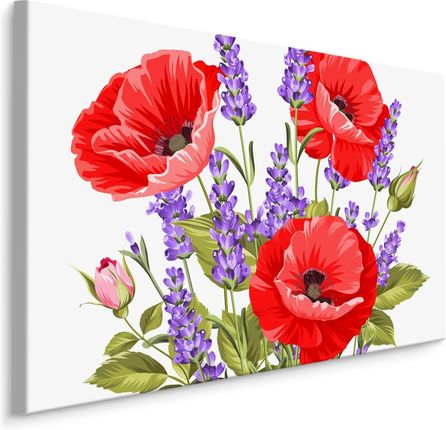 Obraz Ścienny Maki Lawenda Bukiet Kwiatów 120x80