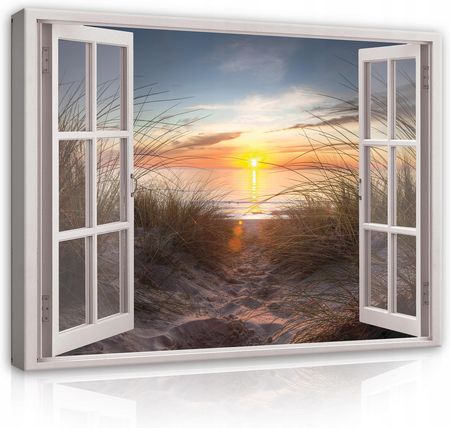 Obraz Na Płótnie Okno 3D Morze Plaża Natura 80x60