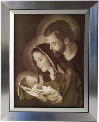 Obraz W Srebrnej Ramie 60x80 Świętej Rodziny Sepia