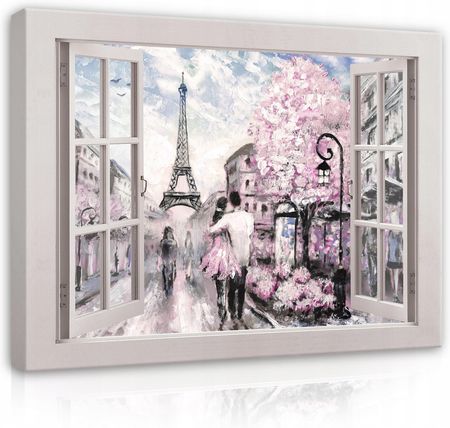 Obraz Okno 3D Na Płótnie Paryż Wieża Eiffla 80x60