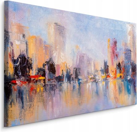 Obraz panorama miasta abstrakcja do salonu 100x70