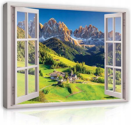 Obraz Okno 3D Góry Pejzaż Do Przedpokoju 80x60