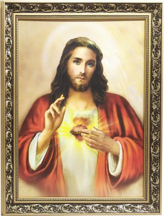 Obraz Otwarte Serce Jezusa Zdobiona Rama 62X82 Św.