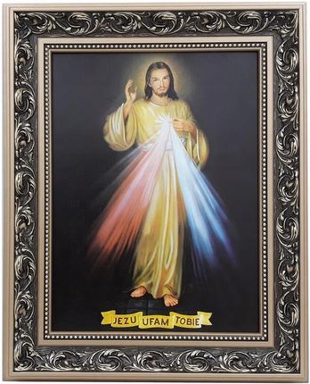 Obraz Jezusa W Złotej Ramie 42X52 Jezu Ufam Tobie