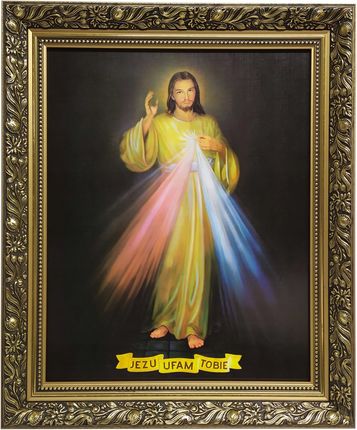 Obraz Złotej Ramie 50x60 Jezu Ufam Tobie Chrystus