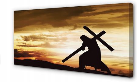 Obraz na płótnie Jezus krzyż zachód słońca 120x60
