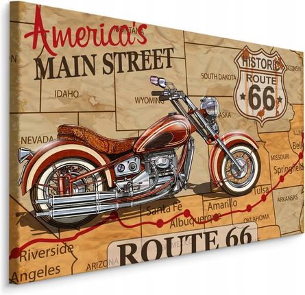 Obraz Canvas Mapa Usa Motocykl Styl Retro 100x70