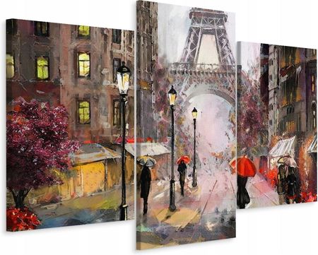 Obraz Tryptyk Paryż Ulica Ludzie Dekor 3D 60x40