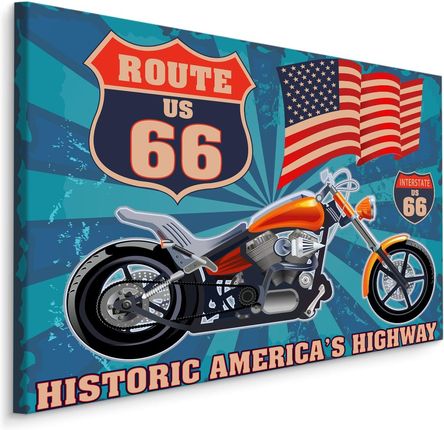 Obraz Flaga Usa Motocykl Napisy Styl Retro 120x80