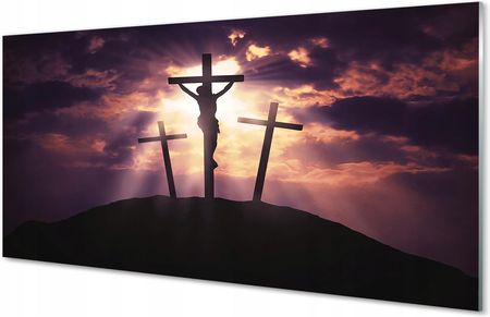 Ścienny foto obraz szklany Jezus krzyż 120x60 cm