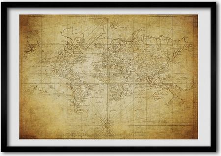 Ścienny obraz z ramką mdf Stara mapa świata 100x70