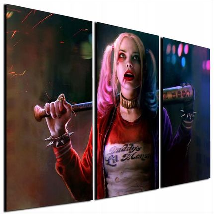 Obraz Na Ścianę 3D Tryptyk Harley Quinn 3x 40x90