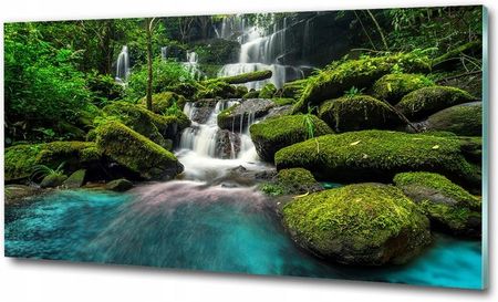 Obraz szklany do salonu duży Wodospad w dżungli