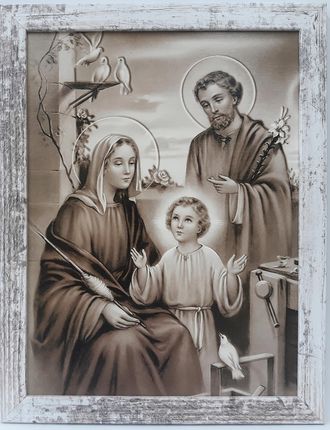 Święty Obraz W Ramie Świętej Rodziny Sepia 35X45