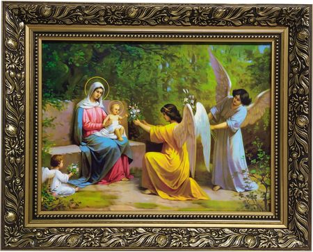 Święty Obraz 40X50 Maryi Z Jezusem I Aniołami