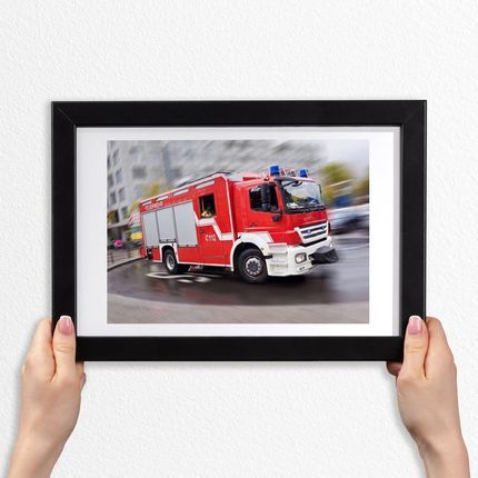 Drukowany obraz w ramie mdf Wóz strażacki 30x20