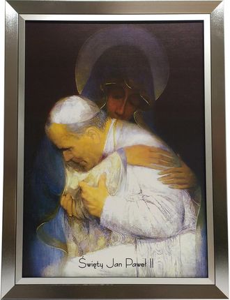 Obraz W Srebrnej Ramie 60X80 Papieża Jana Pawła II