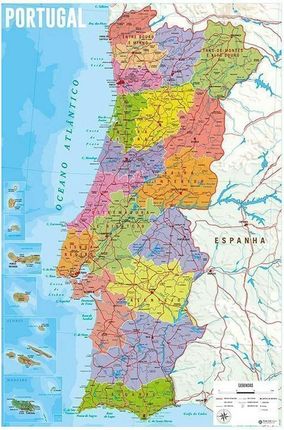 Mapa Portugalii plakat