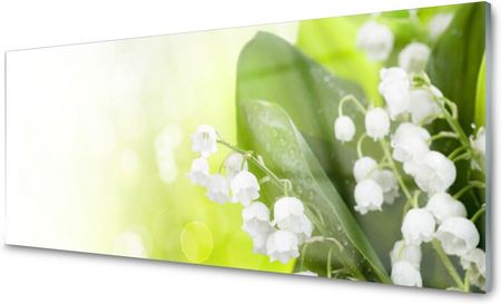 Obraz na Szkle Konwalie Liście Kwiaty Łąka 125x50