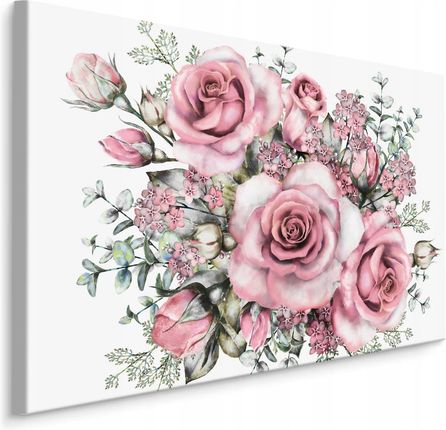 Obraz na Płótnie Róże Kwiaty Pąki Akwarela 120x80