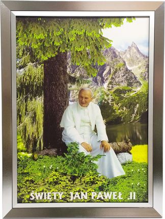 Obraz W Srebrnej Ramie 60X80 Papieża Jana Pawła II