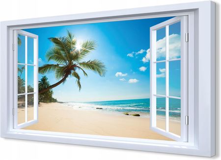 Obraz okno na płótnie 3d Plaża morze ocean 120x80