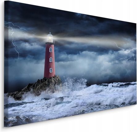 Obraz do salonu morze burza latarnia morska 40x30