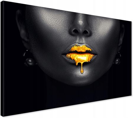 Obraz na płótnie złote usta kobieta 100x70