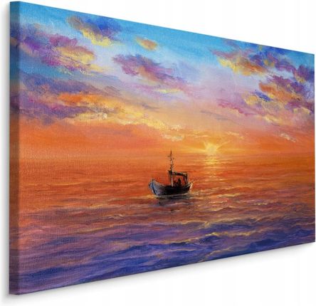 Obraz do salonu 3D łódź statek morze słońce 120x80