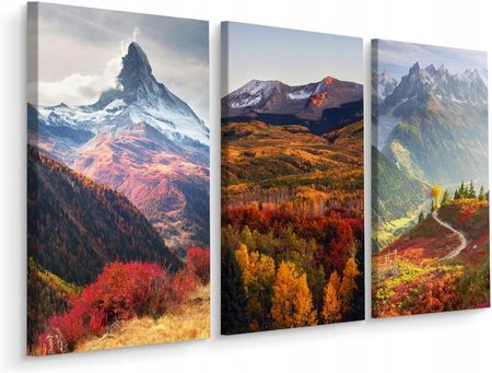 Obraz Tryptyk Krajobraz Jesienny Las Góry 120x80