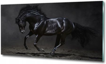 Obraz szklany do salonu duży Czarny koń 100x50