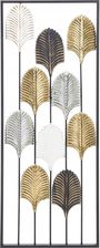 Liście metalowa dekoracja ścienna w ramce 90 cm