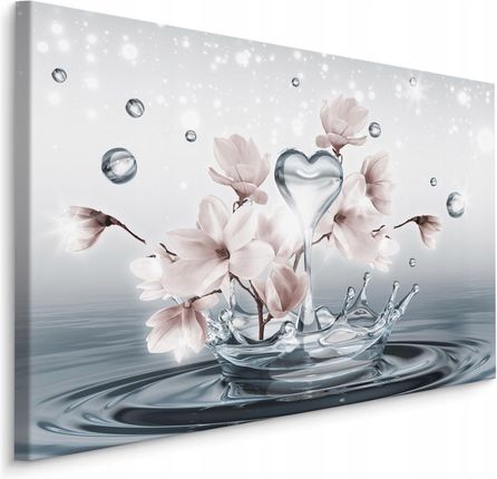 Obraz Ścienny Magnolia Krople Wody Serce 3D 120x80