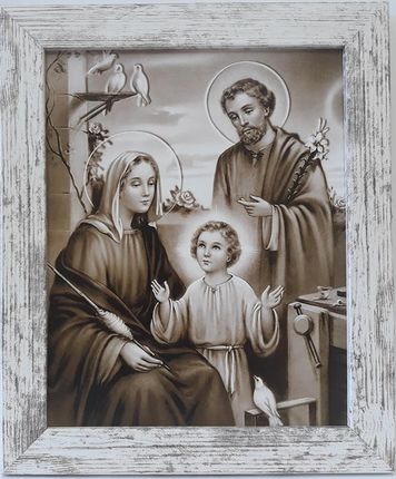 Święty Obraz W Ramie Świętej Rodziny Sepia 25X30