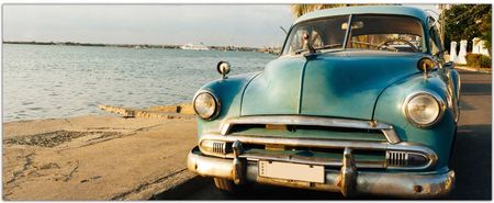 Hartowany Obraz Szklany Auto na Plaży Woda 125x50