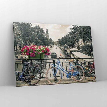 Obraz płótno amsterdam rowery most AA100x70-4503