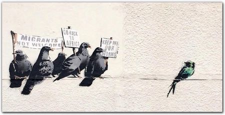Obraz do salonu Protestujące ptaki Banksy 140x70
