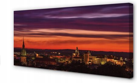 Obraz na płótnie Kraków Panorama noc 140x70 cm