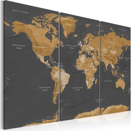 Obraz Tryptyk Mapa Świata 120x80 cm k-A-0104-b-g