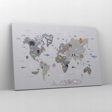 Obraz płótno mapa świata kontynenty AA120x80-5033