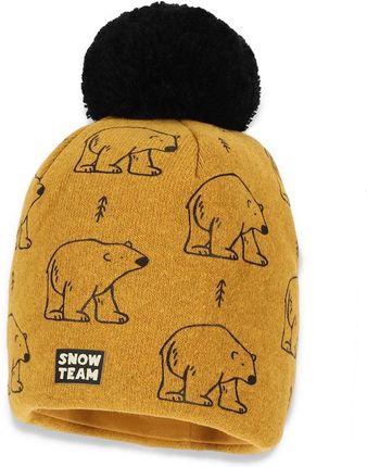 BROEL SALWIN czapka dla chłopca na zimę z pomponem miodowa