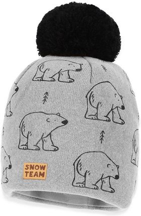 BROEL SALWIN czapka dla chłopca na zimę z pomponem szara