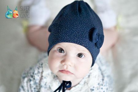 BROEL Alunia czapka niemowlęca dla dziewczynki kokarda granat