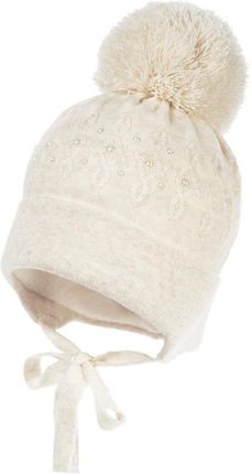 JAMIKS Jarina czapka niemowlęca wiązana na zimę beżowa