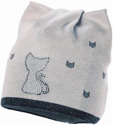 JAMIKS Vera czapka jesienna dla dziewczynki kotek szara