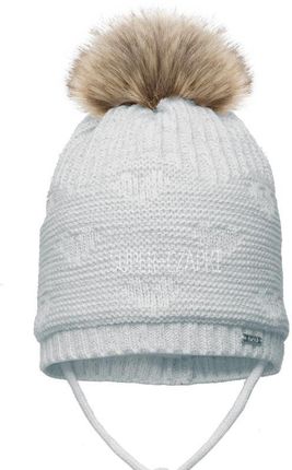 BROEL Ivone czapka na zimę dla dziewczynki z pomponem szara