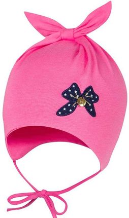 BROEL Sarita czapka wiązana dla dziewczynki wiskoza kokarda różowa